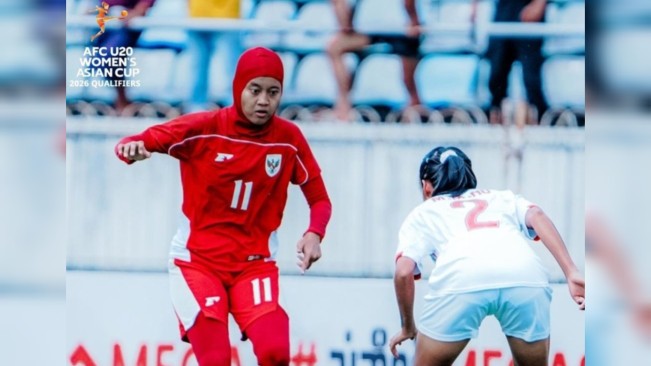 Timnas Putri Indonesia U-20 vs Myanmar. [X]